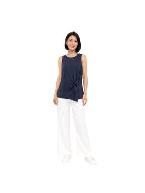 2/$30 Banana Republic Small Sleeveless Navy Tie-Front Top 100% Polyester Casual